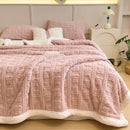 Axyaa Plush Fleece Double Layer Wool Bed Blanket Wool Throw Cozy Blanket