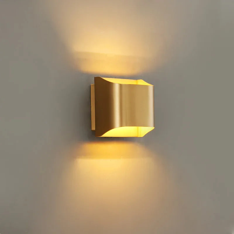 Axyaa Modern Brass LED Wall Lamp for Hotel Living Room, Bedroom & Corridor