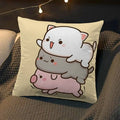 Axyaa Peach Cat Soft Cushion Cover 45x45 for Bed Sofa Home Decor