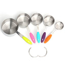 Axyaa Silicone Handle Stainless Steel Measuring Spoon Set, Colorful Kitchen Gadget