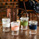 Axyaa 460ml Ins Style Coffee Mug with Lid for Bubble Tea Juice Milk