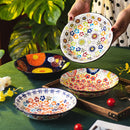 Axyaa Hand-Painted Ceramic Vegetable Deep Plate for Breakfast and More