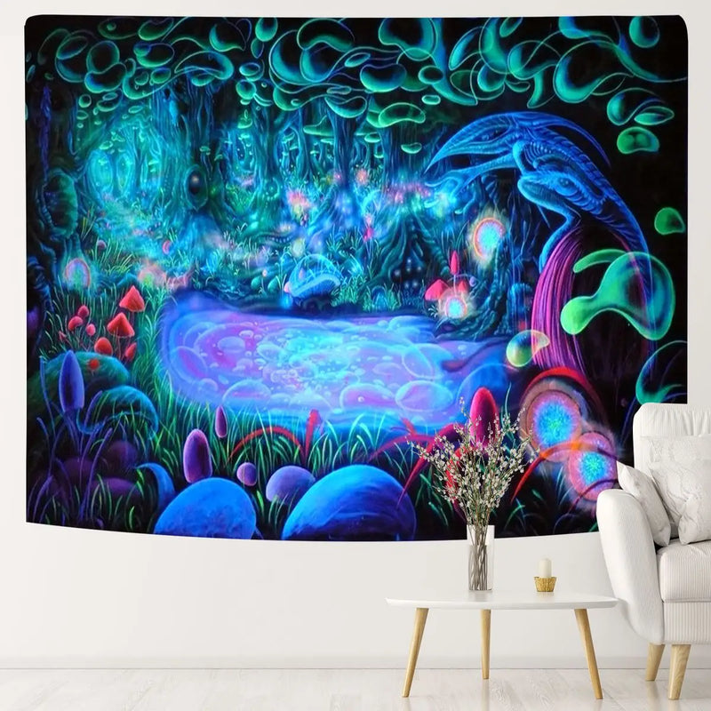 Axyaa Fluorescent Mushroom Luminous Tapestry for Interior Decoration