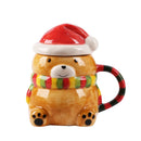 Axyaa Santa Claus Ceramic Mug with Lid, Christmas Gift for Office, Home - Couple Water Cup