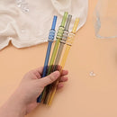 Axyaa Ice-sugar Gourd Glass Straws (8Pcs) - Bar Accessories for Drinks, Smoothies, Juice