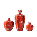 Axyaa Red Pomegranate Ceramic Vase for Home Decor and Flower Arrangements
