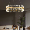 Axyaa Luxury Crystal LED Chandelier: High-end Designer Circular Art Indoor Lighting.