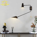 Axyaa Copper Swing Arm Wall Lamp Double Head LED E27 Gold/Black/White - Bedroom Sofas
