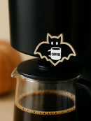 Axyaa Wood Bat Decorative Stickers, Cute Coffee-Loving Design