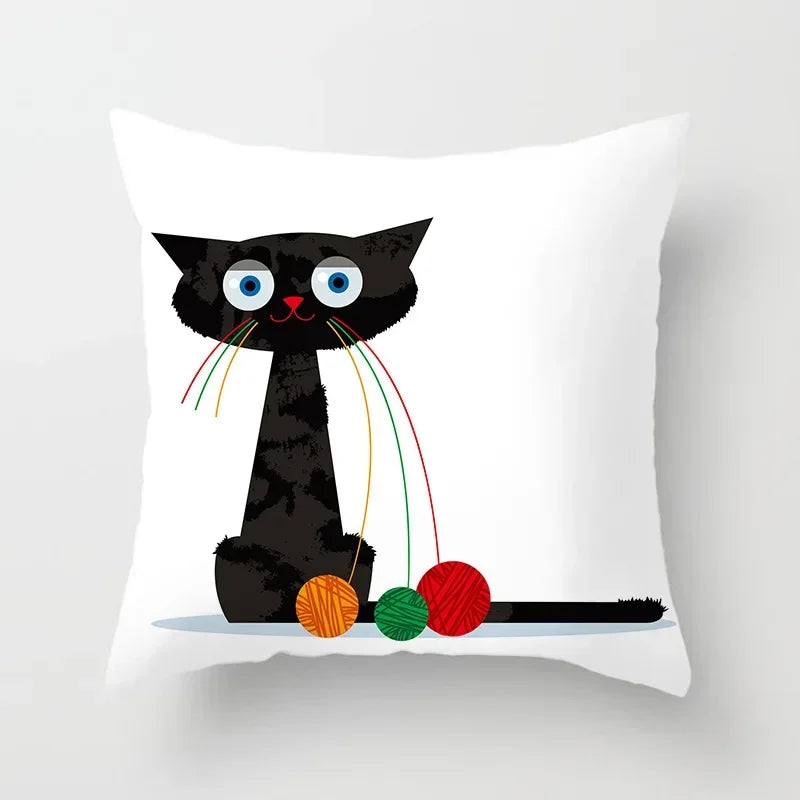 Axyaa Cartoon Black Cat Cushion Cover 45*45cm