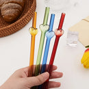 Axyaa Heart Glass Straws: Reusable, Eco-Friendly, 4-Pack with Cleaning Brush