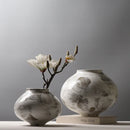 Axyaa Retro Earthenware Pot Model Room Tea Study Flower Arrangement Pottery Hand-Painted