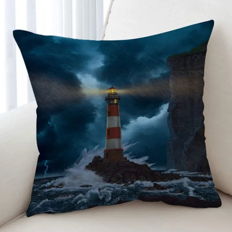 Axyaa Skull Lighthouse Monster Cushion Covers 45x45CM - Cool Art Animals Scary Design