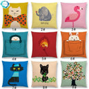 Axyaa Cartoon Animals Cushion Cover - Cat Flamingo Penguin Rabbit Pillow Case