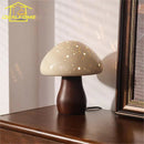Axyaa Mushroom Table Lamp LED E14 Ceramics Lampshade Solid Wood Minimalist Decor Desk Light