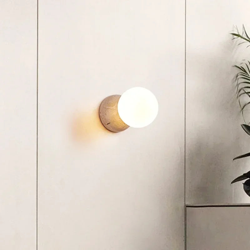 Axyaa Cave Stone Wall Led Wall Lamp - Creative Nordic Round Lighting for Bedroom