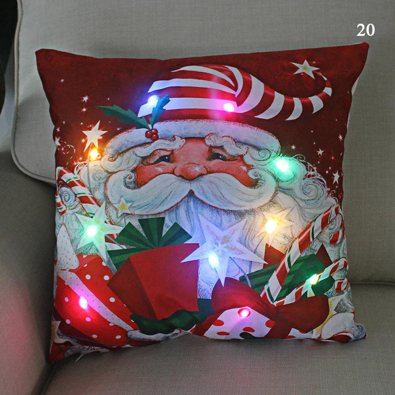 Axyaa LED Santa Claus Cushion Cover: Festive Light-Up Pillowcase for Home Decor