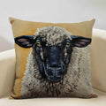 Axyaa Cattle and Sheep Cushion Cover for Home Decor - 45x45cm Linen Pillow