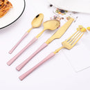 Axyaa 24Pcs Pink Gold Stainless Steel Cutlery Set - Western Flatware Tableware