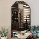 Baroque Brass Mirror with Flower Relief Frame Decor by Axyaa for Entryway & Bathroom