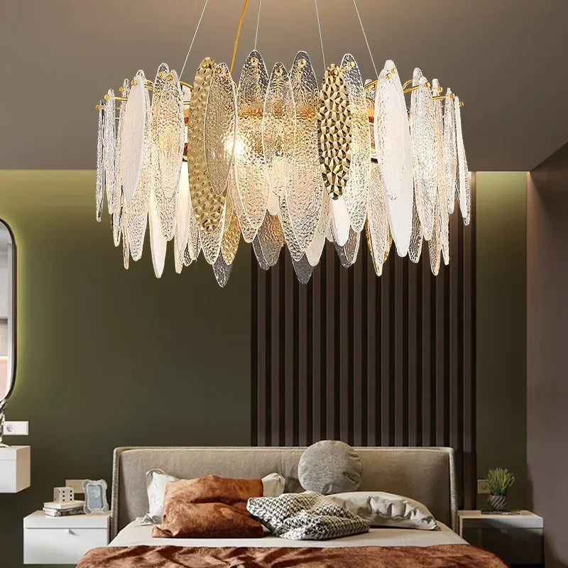 Axyaa Gold Metal Chain Pendant Lights for Modern Luxury Living Room