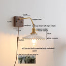 Axyaa Glass Walnut LED Wall Light Fixtures for Modern Home Decor