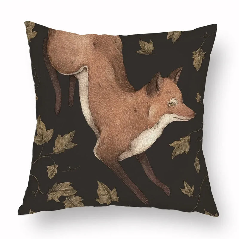 Axyaa Retro Flower Fox Pillowcase in Peach Skin Velvet.