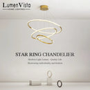 Axyaa Stainless Steel LED Pendant Light with Remote Control Dimming - Modern Circular Design