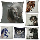 Axyaa Running Horse Cushion Cover - Wild Animals Pillowcase for Home & Office Decor