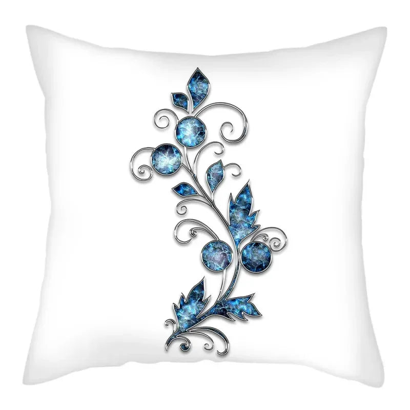 Axyaa Blue Flower Pattern Pillow Case