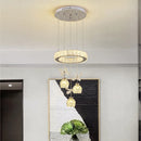 Axyaa Crystal Petal Ceiling Chandelier: Modern Round Chrome Hanging Light Fixture