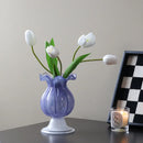 Axyaa Purple Glass Vase: Elegant Tall Flower Vase for Living Room Table Décor
