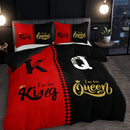 Axyaa Black Grey Crown Lettering Duvet Cover Set for Home Dorm Decor