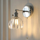 Axyaa Clear Glass LED Wall Lamp with Pull Chain Switch, Rotating Up Down Light