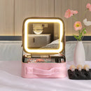 Axyaa White Train Case Mirror, Portable Makeup Organizer with Adjustable Dividers