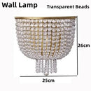 Axyaa Gold Frame White Beads Chandelier with Crystal Shade