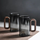 Axyaa 360ml High Borosilicate Glass Tea Cups with Wooden Handles, Set of 6