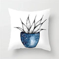 Geometric Blue Ink Flower Pillowcase for Stylish Home Decor by Axyaa