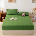 Axyaa Coarse Cotton Printed Fitted Sheet - Non-Slip Dust Cover Protector