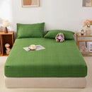 Axyaa Coarse Cotton Printed Fitted Sheet - Non-Slip Dust Cover Protector