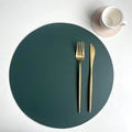 Axyaa Round PU Leather Placemats & Coaster Set for Kitchen and Coffee Shop