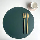 Axyaa Round PU Leather Placemats & Coaster Set for Kitchen and Coffee Shop