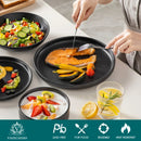 Axyaa 18/24PCS Black Ceramic Plate Sets Mediterranean Blue Dinnerware Set