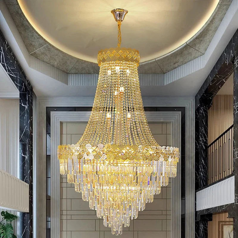 Axyaa Crystal Chandelier for Modern Luxury Living Room, Hotel Lobby, and Staircase