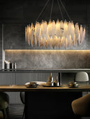 Axyaa Marble Leaves Chandelier Pendant Light - Modern Taper Shape LED Hanging Lamp