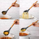 Silicone Wood Handle Gray Kitchen Utensils Set by Axyaa
