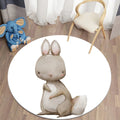 Round Rabbit Print Rug for Kids' Room | Axyaa's Cartoon Rabbit Mat