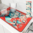 Axyaa Geometric Abstract Kitchen Drying Mat - Quick Dry & Antiskid