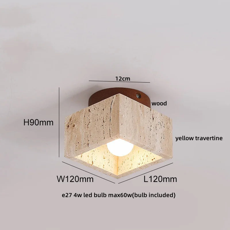 Axyaa Acryl Travertine LED Ceiling Light - Natural Stone Modern Ceiling Lamp