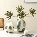 Axyaa Artistic Glass Vase: Blue & Green, New Chinese-style, High-end Handcrafted Glass Flower Vase